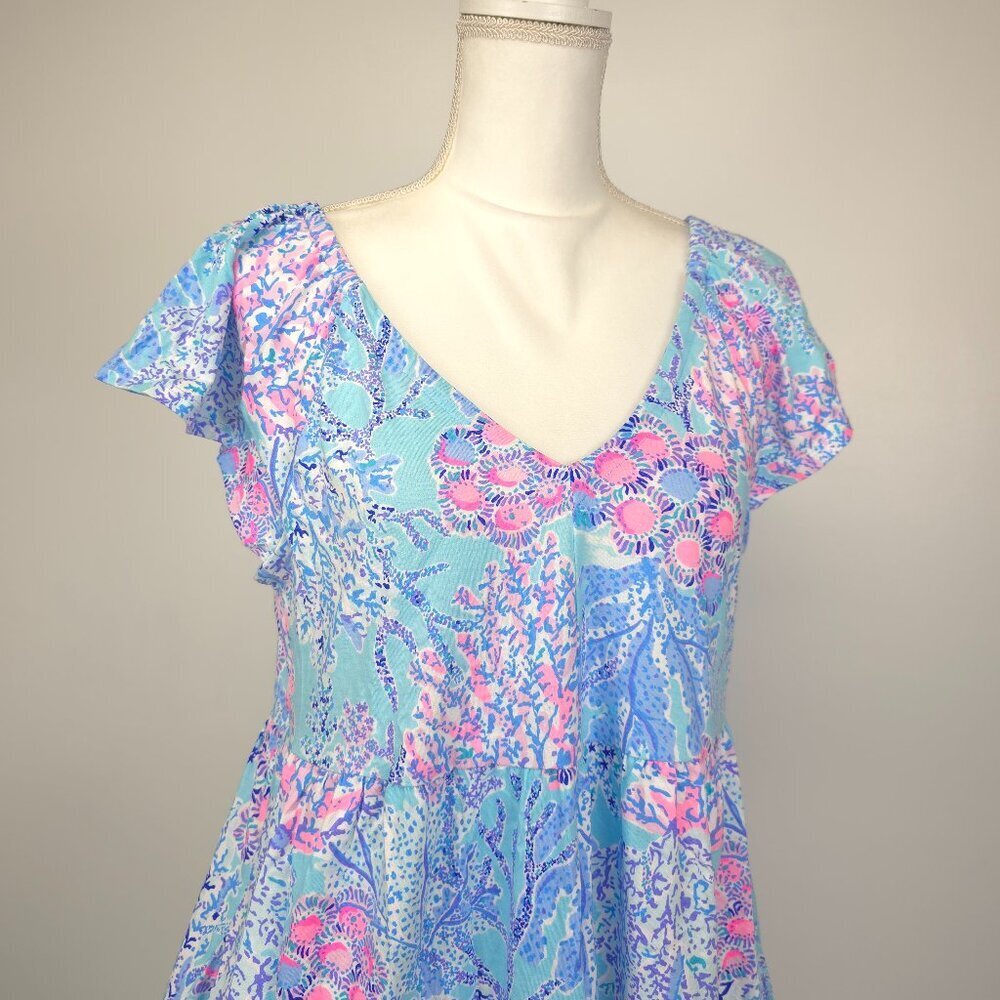 NWOT Lilly Pulitzer Kawai Flutter Sleeve Blue Ibiza Now You Sea Me M,L,XL - Picture 7 of 16
